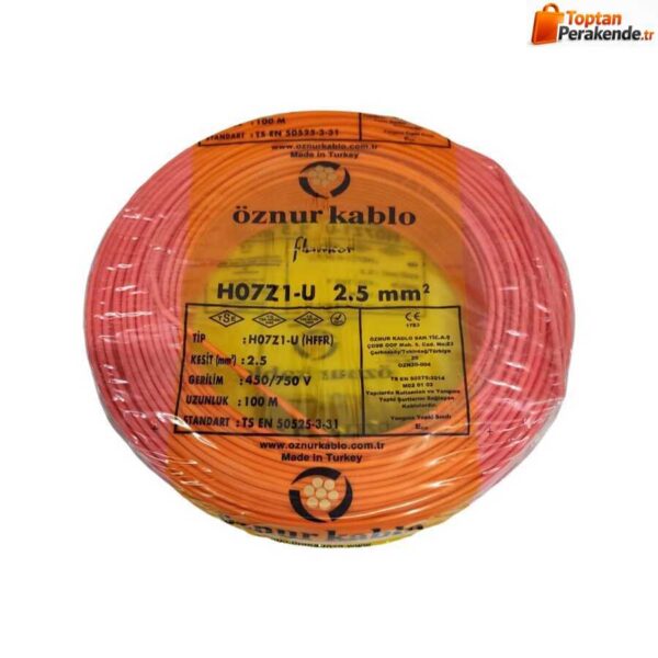 Öznur Nya Kablo 2,5mm Kırmızı (H07Z1-U) Halojen Free